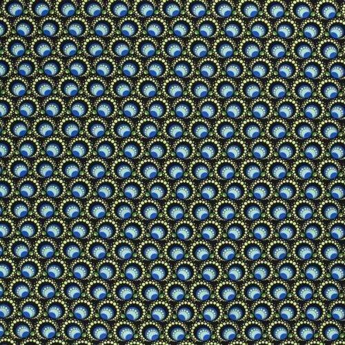 Jersey di cotone Digital Retro Mandala blu lime