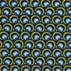 Bavlněný žerzej Digital Retro Mandala limetkově modrá