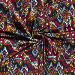 Jersey de algodón digital colorido patrón abstracto azul medianoche