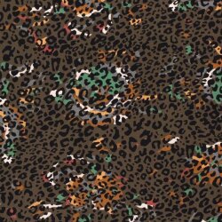 Jersey de coton léopard animaux vert olive