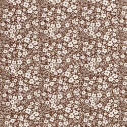 Cotton jersey white flowers brown