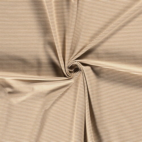 Cotton jersey mini stripes *Bibi* - light nutmeg