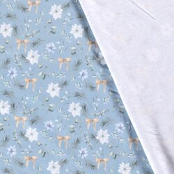 Cotton jersey bows and twigs baby blue