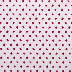 Katoen popeline sterren 15mm - wit/rood
