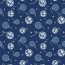 Popelina de algodón Bolas de mosaico metálico de Navidad azul oscuro