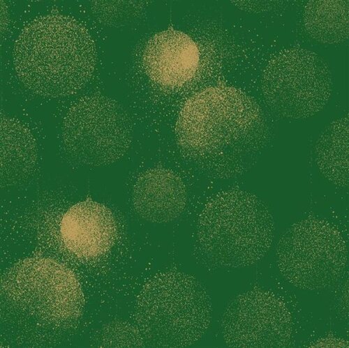 Cotton poplin Christmas gold speckled baubles green