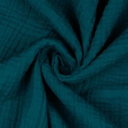 Muselina Uni *Gerda* BIO-Orgánica - azul cian oscuro