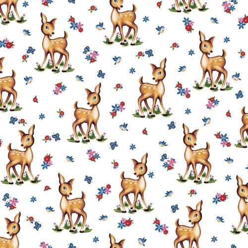 French Terry Digitale Dieren - wit