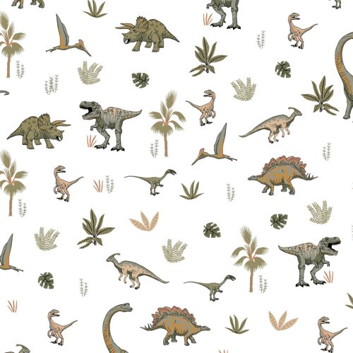 French Terry Dino - weiß