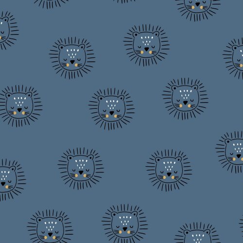 French Terry LION - jeans blue