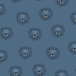 French Terry LION - jeans blauw