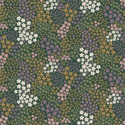 French Terry small flowers - dark green