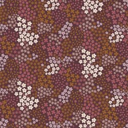 French Terry small flowers - dark wine red