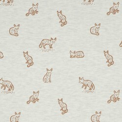 Baumwolljersey gezeichneter Fuchs - creme meliert