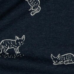 Baumwolljersey gezeichneter Fuchs - dunkelblau meliert
