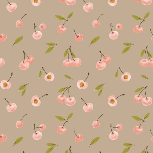 Katoenen jersey Digitale kersen beige