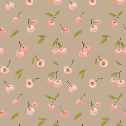 Katoenen jersey Digitale kersen beige
