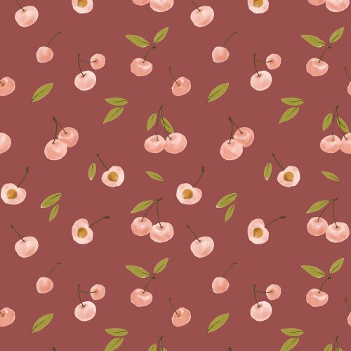 Jersey de coton Cerises numériques pierre rouge