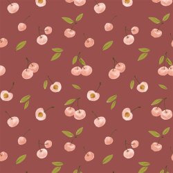 Cotton jersey Digital cherries stone red