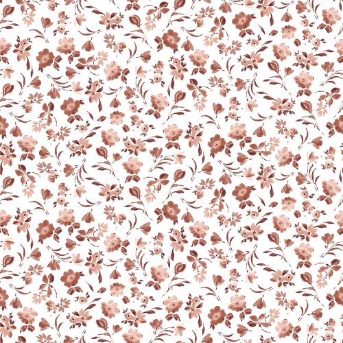 Katoenen jersey Digitale bloemen - wit/ kaasjeskruid