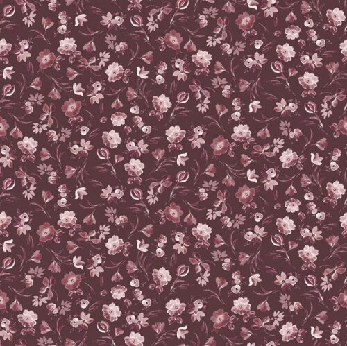 Jersey di cotone Digital Flowers - bordeaux scuro