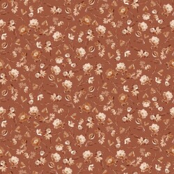 Cotton jersey Digital Flowers - cognac