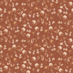 Cotton jersey Digital Flowers - cognac
