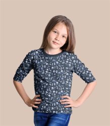 Katoenen jersey Digital Flowers - cognac