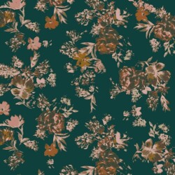 Cotton jersey Digital flowers - dark petrol