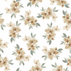 Cotton jersey Digital Lily Bouquet - soft white