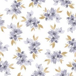 Cotton jersey Digital Lily Bouquet - soft white