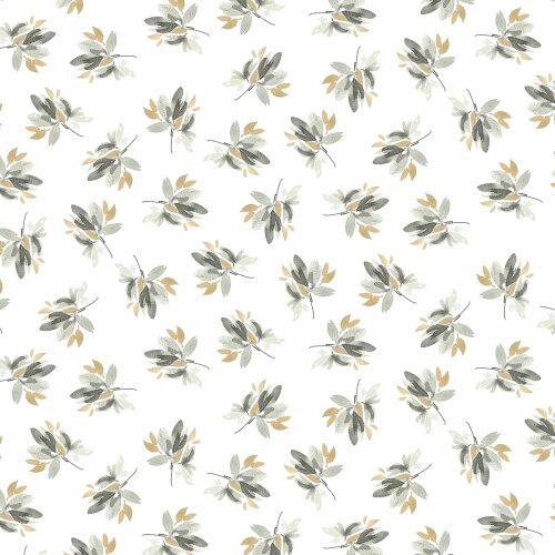 Cotton jersey Digital twigs - white
