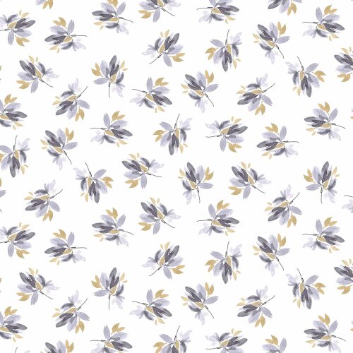 Cotton jersey Digital twigs - white