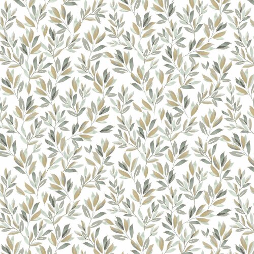 Cotton jersey Digital olive branches - delicate olive