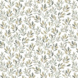 Cotton jersey Digital olive branches - delicate olive
