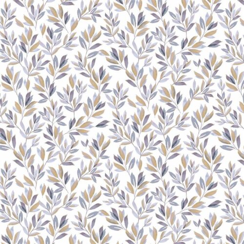 Cotton Jersey Digital Olive Branches - Watercolor Blue