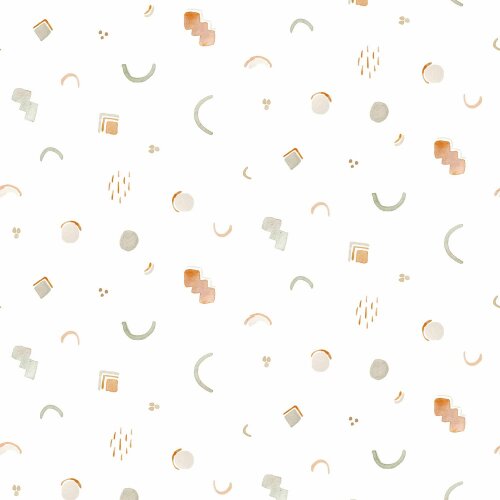 Cotton Jersey Digital Graphic Shapes - White