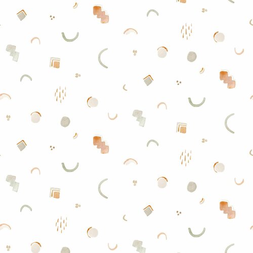 Algodón Jersey Formas gráficas digitales - Blanco