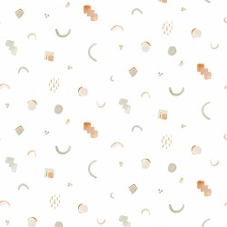 Cotton Jersey Digital Graphic Shapes - White