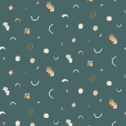 Cotton jersey Digital graphic shapes - petrol