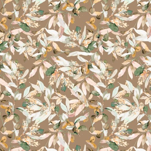 Jersey de coton Feuilles de citron vert numériques - sable
