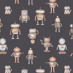 Cotton jersey Digital Robot - anthracite
