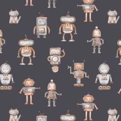 Katoenen jersey Digital Robot - antraciet