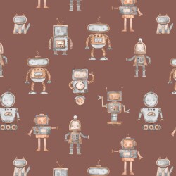 Katoenen jersey Digitale Robot - cognac