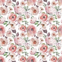 Jersey de coton Digital Roses - crème