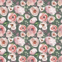 Jersey de coton Roses numériques - essence verte