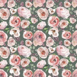 Jersey de coton Roses numériques - essence verte