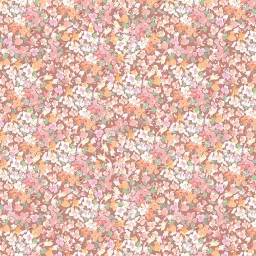 Bavlněný žerzej Digitální malé květiny - perleťově růžový