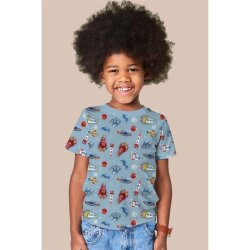 Cotton jersey Digital Air traffic in space - baby blue