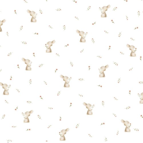 Katoenen jersey Digitaal schattig konijntje - wit